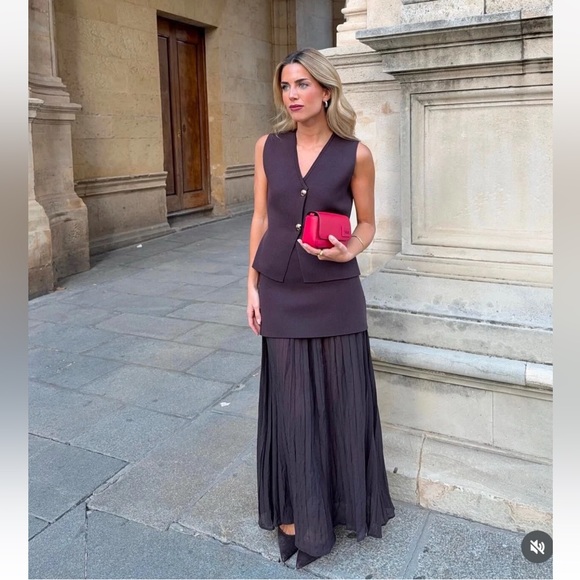 ZARA COMBINED PLEATED KNIT SKIRT - Picture 5 of 8